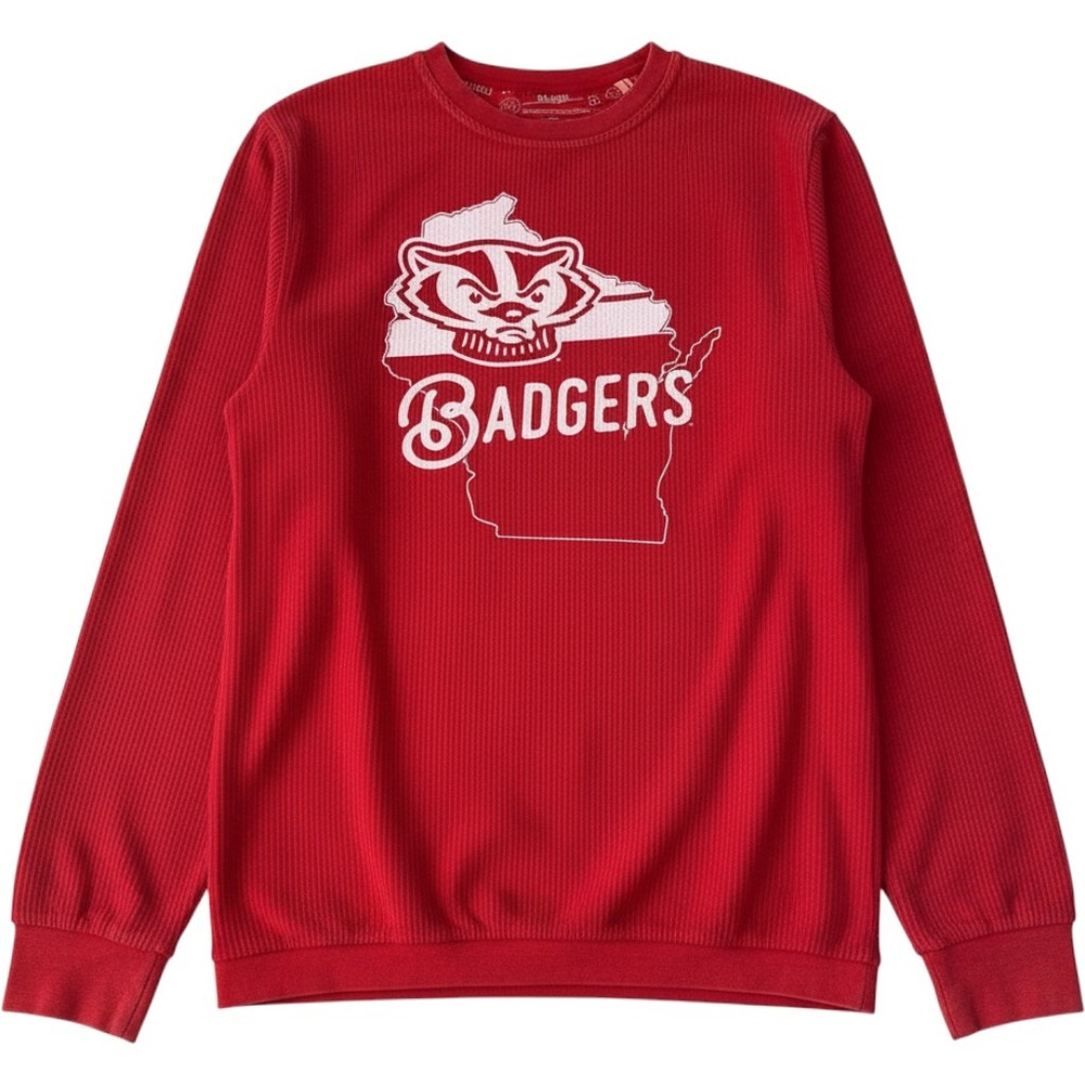 Pressbox Wisconsin Badgers Red Corduroy Crewneck Sweatshirt Womens Medium NEW